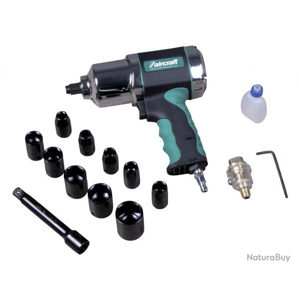 Set cl  chocs pneumatique 1/2 + 10 douilles 600Nm Aircraft ISS 1/2 PRO