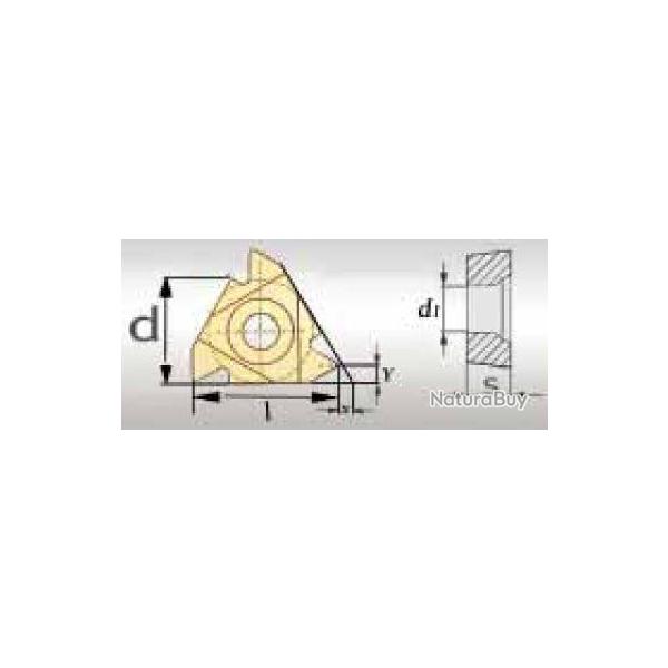 Plaquette revtue 60 filetage externe pas 0,5-1,5 mm - taille 16 - 5 pcs Optimum 16ERAG60