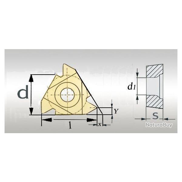 Plaquette revtue 60 filetage interne pas 0,5-1,5 mm - taille 16 - 5 pcs Optimum 16IR A60