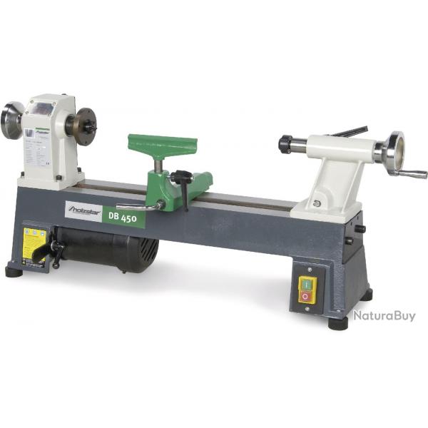 Tour  bois diamtre de tournage 254 mm entre-pointes 450 mm 0,37 kW 230V 5 vitesses Holzstar DB450