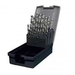 Jeu de 25 forets hélicoïdaux PRO HSS DIN338-G 1 à 13 mm par 0,5 mm MW-Tech DRGS25