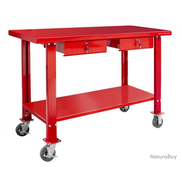 tabli 150 cm avec roues et 2 tiroirs MW Tools DER1500R