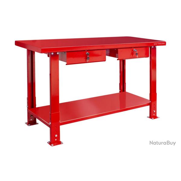 tabli 150 cm avec pieds rglables et 2 tiroirs MW Tools DER1500P
