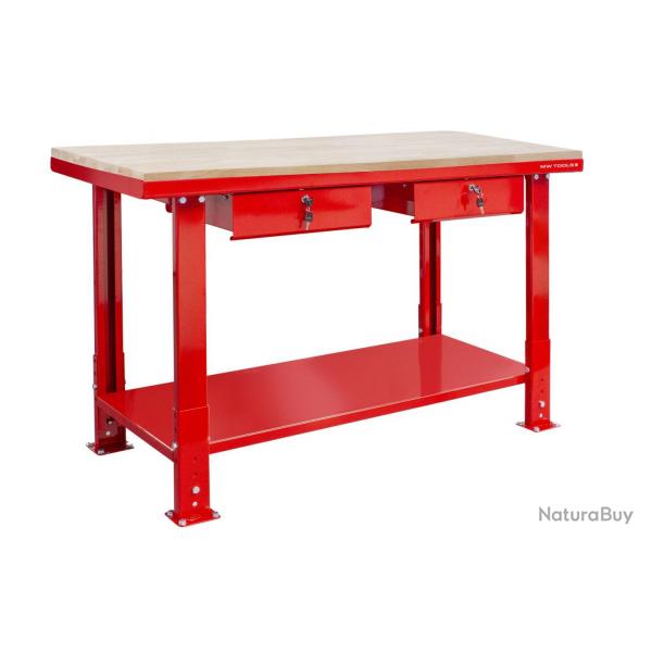 tabli 150 cm avec pieds rglables plateau MDF 2 tiroirs MW Tools DER1500PW