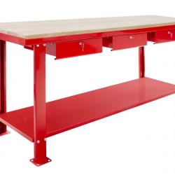 Établi 200 cm avec plateau MDF et 3 tiroirs MW Tools DER2000W