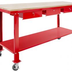 Établi 200 cm avec roues plateau MDF 3 tiroirs MW Tools DER2000WR
