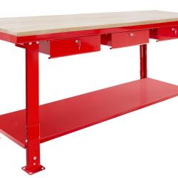 Établi 200 cm avec pieds réglables plateau MDF 3 tiroirs MW Tools DER2000PW
