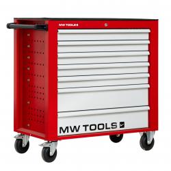Servante d'atelier 7 tiroirs rouge et grise large 940 mm en acier soudé verrouillable roues ø1