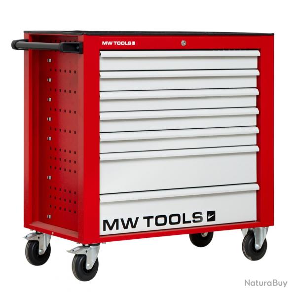 Servante d'atelier 7 tiroirs rouge et grise large 940 mm en acier soud verrouillable roues 1