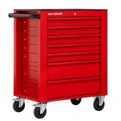 Servante d'atelier 7 tiroirs rouge robuste en acier soudé verrouillable roues ø125 mm MW Tools