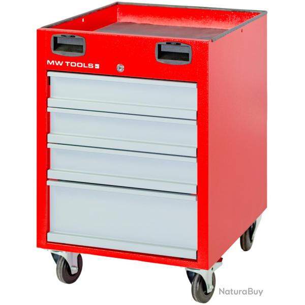Petite servante d'atelier 4 tiroirs rouge et grise compacte hauteur 775 mm idale pour un tab