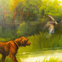 Huile sur toile peinture de chasse  1900 Collector et signée