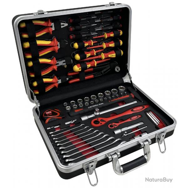 Coffret d'outils lectricien complet 68 pices valise en ABS lgre MW Tools BTK68VA