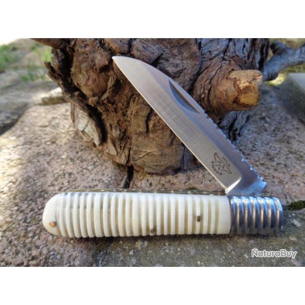 Couteau Old Forge Lame Acier Carbone/Inox Manche Os Beau Guillochage OF016