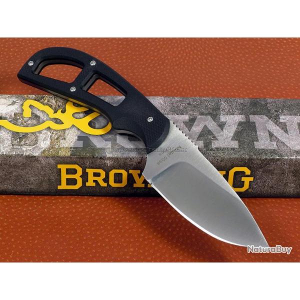 Couteau de Survie Browning Skinner Lame Acier Carbone/Inox Manche G-10 Etui Nylon BR0098