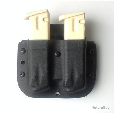 étui Double Chargeur Cuir 9mm .40 S&w Port Ceinture Owb Jbp