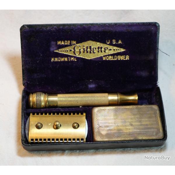 Rasoir coupe choux Gillette KNOW THE WORLDOVER métal doré en boite boxed BER25RAS001