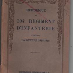 Historique du 204e régiment d'infanterie pendant la guerre de  1914-1918