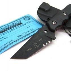 Couteau TOPS Special Assault Weapon Acier Carbon 1095 Manche G-10 Etui Kydex Made USA TPSAW02