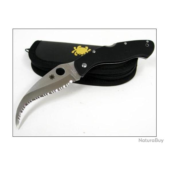 Couteau SPYDERCO Civilian Lame acier VG-10 SERRATED Manche Black G-10 Made In Japan SC12GS