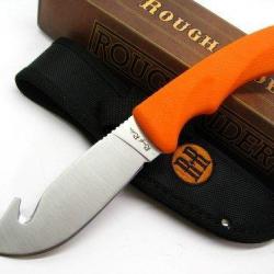 Couteau de Chasse à dépecer Guthook Lame Acier Inox Manche Abs Orange Etui Nylon RR1446
