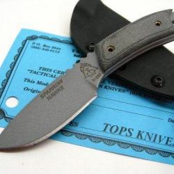 Couteau TOPS Sparrow Hawke Acier Carbone 1095 Manche Micarta Etui Kydex Made In USA TPSPH01
