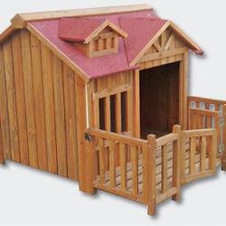niche avec terrasse 0030 pour chien en bois