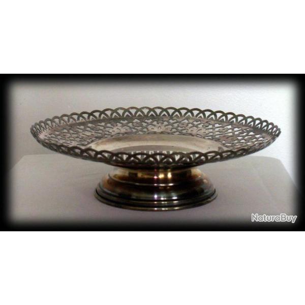 Petite coupe  biscuits ou  fruits-mtal argent RENEKA 12-Coupe ajoure ancienne-Arts de la table