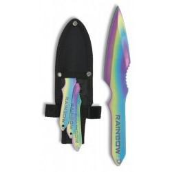 Set de 3 couteaux décoratif  de lancer anodisé titan rainbow