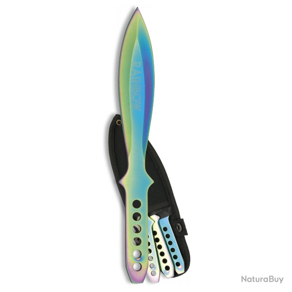 Set de 3 couteaux de lancer dcoratif anodis titan 20 cm rainbow
