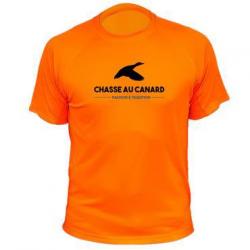 Tee-shirt technique respirant orange fluo 100% polyester "chasse aux canards"