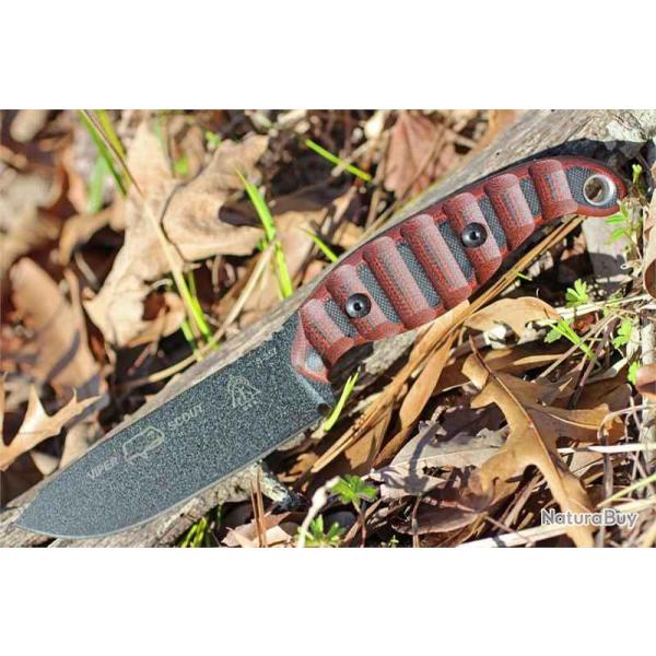 Couteau Tops Viper Scout Lame Acier Carbone 1095 Manche G-10 Etui Cuir Made In USA TPVPSR2