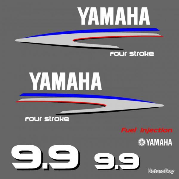 1 kit stickers YAMAHA 9.9 cv serie 2 pour capot moteur hors bord bateau autocollants decals