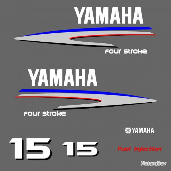 1 kit stickers YAMAHA 15 cv serie 2 pour capot moteur hors bord bateau autocollants decals