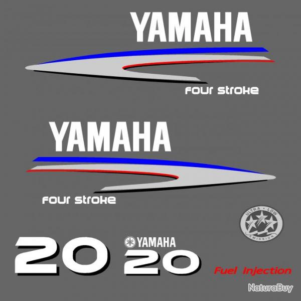 1 kit stickers YAMAHA 20 cv serie 2 pour capot moteur hors bord bateau autocollants decals