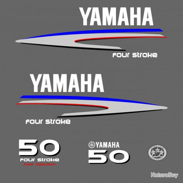 1 kit stickers YAMAHA 50 cv serie 2 pour capot moteur hors bord bateau autocollants decals
