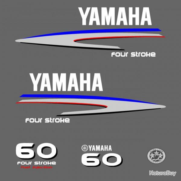 1 kit stickers YAMAHA 60 cv serie 2 pour capot moteur hors bord bateau autocollants decals
