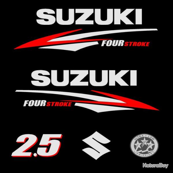 1 kit stickers SUZUKI 2.5cv serie 2 pour capot moteur hors bord bateau autocollants decals