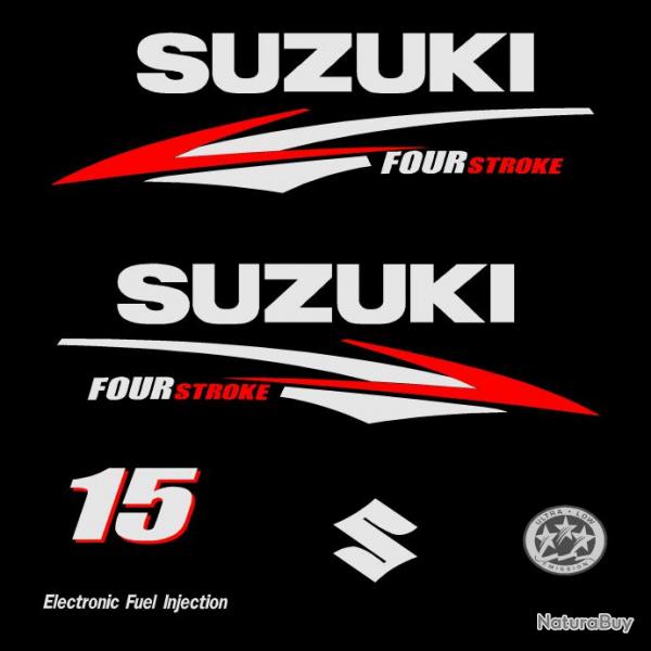 1 kit stickers SUZUKI 15cv serie 2 pour capot moteur hors bord bateau autocollants decals