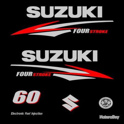 Kit Autocollants Moteur Suzuki DF 60cv Four Stroke Lean Burn - Rouge, Neuf, Marque OraInkJet