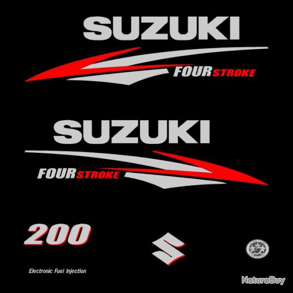 1 kit stickers SUZUKI 200cv serie 2 pour capot moteur hors bord bateau autocollants decals