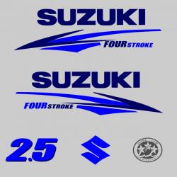 1 kit stickers SUZUKI 2.5cv serie 2 bleu pour capot moteur hors bord bateau autocollants decals