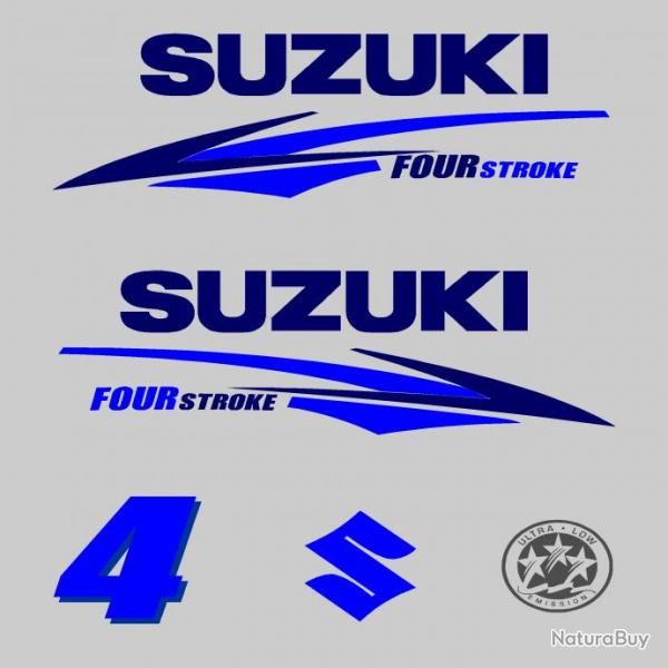1 kit stickers SUZUKI 4cv serie 2 bleu pour capot moteur hors bord bateau autocollants decals