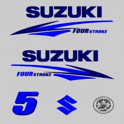 1 kit stickers SUZUKI 5cv serie 2 bleu pour capot moteur hors bord bateau autocollants decals