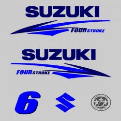 1 kit stickers SUZUKI 6cv serie 2 bleu pour capot moteur hors bord bateau autocollants decals