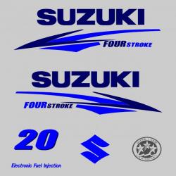 1 kit stickers SUZUKI 20cv serie 2 bleu pour capot moteur hors bord bateau autocollants decals