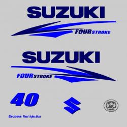 1 kit stickers SUZUKI 40cv serie 2 bleu pour capot moteur hors bord bateau autocollants decals