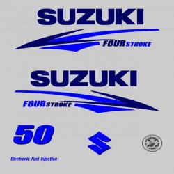 1 kit stickers SUZUKI 50cv serie 2 bleu pour capot moteur hors bord bateau autocollants decals