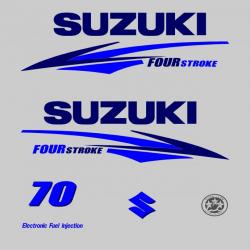 1 kit stickers SUZUKI 70cv serie 2 bleu pour capot moteur hors bord bateau autocollants decals