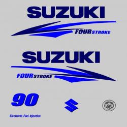 1 kit stickers SUZUKI 90cv serie 2 bleu pour capot moteur hors bord bateau autocollants decals